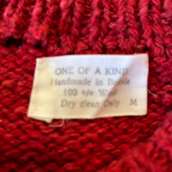Vintage HandKnit ONE OF A KIND Size Medium 100% Wool Crewneck SKI Nordic Bolivia - Picture 8 of 12